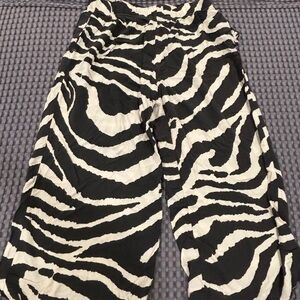H&M Black and White Zebra Print Wide Leg Pants